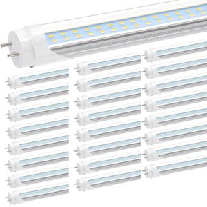 Bombillas de tubo LED tipo B T8 T10 T12 de 4 pies, bombillas fluorescentes LED de extremo doble de 24 W y 4 pies (equivalente a 65 W), luz diurna de 5000 K, 3000 lúmenes, cubierta transparente, quitar balasto