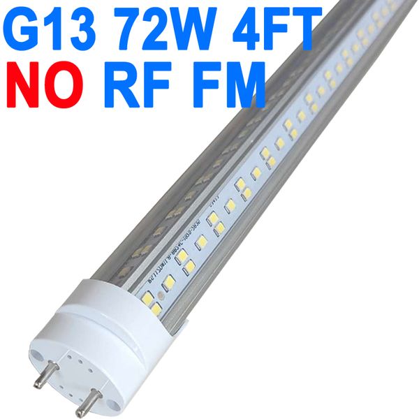 Ampoule LED T8 T10 T12 de 1,2 m, 72 W, éclairage d'atelier LED de 1,2 m, 7 200 lumens, blanc lumière du jour 6 000 K, tube fluorescent LED de remplacement, couvercle transparent, armoire de base G13 à deux broches Crestech