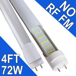 Tube lumineux LED T8 T10 T12 de 1,2 m – 72 W, tube fluorescent LED de remplacement, pilote NO-RF RM, équivalents 120 W, 7 200 lm, contournement de ballast, base G13 à deux broches, usastock