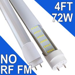 Tube lumineux LED T8 T10 T12 de 1,2 m – 72 W, tube fluorescent LED de remplacement, pilote NO-RF RM, équivalents 120 W, 7 200 lm, dérivation de ballast, base G13 à deux broches, grange usastock