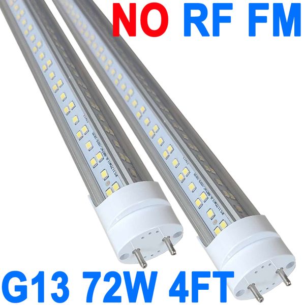 Tube lumineux LED T8 T10 T12 de 1,2 m – Remplacement du tube fluorescent LED 72 W 48 pouces, équivalent 120 W, 7 200 lm, blanc froid 6 500 K, dérivation de ballast, armoire de base G13 à deux broches Crestech