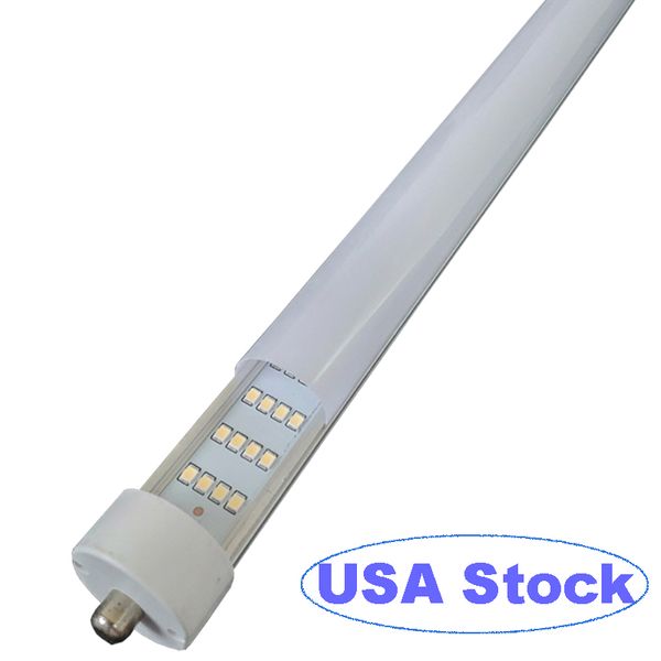 Tubo de luz LED T8/T10/T12 de 8 pies, base FA8 de un solo pin de 8 pies, 144 W, 18000 lm, 6500 K, blanco frío, bombillas fluorescentes LED de 4 filas de 8 pies (reemplazo de 250 W), cubierta lechosa esmerilada usastar