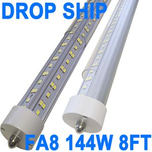 T8 T10 T12 8FT LED-buislampen, 144W 6500K daglichtwit, enkele pin Fa8 LED-vervangende fluorescerende armatuur, ballastbypass, magazijnkast garage crestech