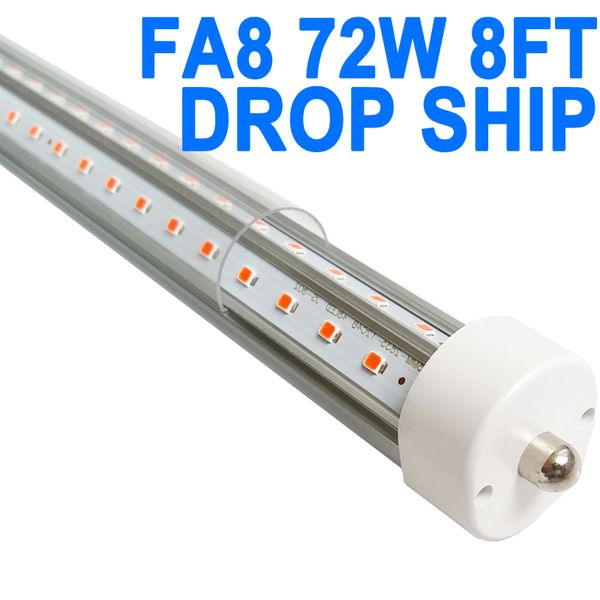 Ampoules à tube LED T8 T10 T12 de 8 pieds, 72W 6500K, luminaire fluorescent de remplacement à broche unique Fa8 LED, dérivation de ballast, lumières de garage d'atelier d'entrepôt crestech