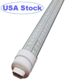 Tubo de luz LED T8 T10 T12 de 8 pies, bombillas LED R17D HO de 8 pies, forma de V de 96 pulgadas, 144 W (reemplazo para F96T12/CW/HO 300 W), lente transparente de color blanco frío 6000-6500 K, potencia de doble extremo usastar