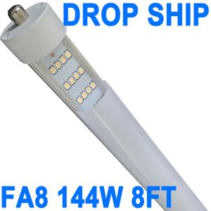 T8 T10/T12 8FT LED-buislicht, enkele pin FA8-basis, 144W 6500K daglichtwit, 270 graden V-vormige LED-fluorescentielamp (300W-equivalent), Melkachtige afdekking crestech