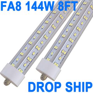 T8 T10/T12 8FT LED-buislicht, enkele pin FA8-basis, 144 W 6500 K daglichtwit, 270 graden V-vormige LED-fluorescentielamp (kast), heldere afdekking, dual-ended powers crestech