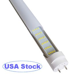 T8 T10 T12 Tube lumineux LED 4 pieds, 6500K 7200Lm 72W, alimentation double extrémité, blanc super brillant, G13, lentille laiteuse givrée, base G13 à deux broches sans interférence RF FM crestech