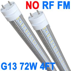 Luces de tubo LED T8 T10 T12, alimentación de doble extremo, quitar balasto, bombillas tipo B, 4 pies, G13,72 W, luz diurna fría de 6000 K, 7200 lm, tubos fluorescentes de repuesto LED, cubierta transparente crestech