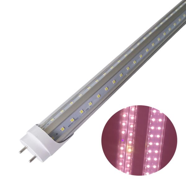 T8 T12 HO 2FT 3FT 4FT G13 LED Grow Light Tube pour Germination Microgreens, Sun Pink White Full Spectrum with UVA, Double Row High Powers crestech888