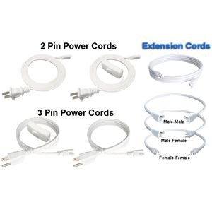 T8/T5 Accesorio de interruptor de luz de tubo LED integrado Cable de alimentación de CA con enchufe estadounidense de 3 clavijas para garaje Taller Almacén Iluminación comercial 6.6 pies 100 piezas Oemled