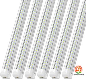 T8 V en forme de tube led de 8 pieds intégré éclairage de porte de refroidisseur de 8 pieds éclairage de magasin à double rangée luminaire plug and play