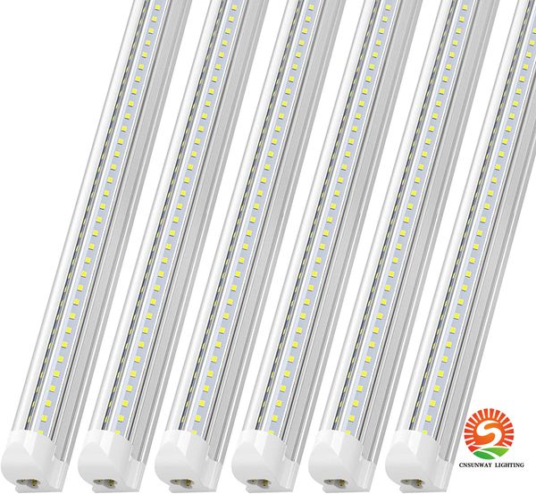 T8 V en forme de tube led de 8 pieds intégré éclairage de porte de refroidisseur de 8 pieds éclairage de magasin à double rangée luminaire plug and play