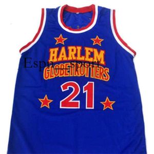 T9 21 Kevin Special K 36 Meadowlark Lemon Harlem Globetrotters Basketball Jersey Blue Brodemery Cousue Coutulated personnalisé Jerseys