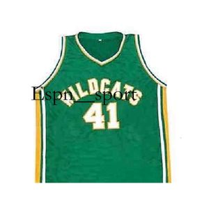 T9 41 Glenn Rice Rice Northwestern High Wildcats Basketball Jersey Green broderie cousu Jerseys personnalisés personnalisés