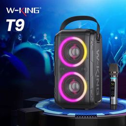 T9 Karaoke Bluetooth Party Speaker 80W 100W Peak LoudSpeaker Haut-parleurs sans fil TWS avec BassUp Tech Mixed Color LED Lights TF