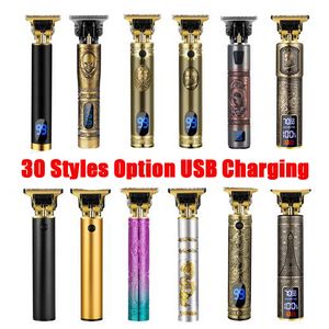 T9 hommes électriques Coiffeurs de rasoirs adultes professionnels locaux de coiffure de coiffure de coiffure rasoir coiffure USB Trimmless Gold Gold LCD T-Blade Machine de coupe VS Kemei Pro