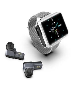 T91 Smart Watch-armband 2 in 1 TWS Draadloze Bluetooth-oordopjes 14 inch Hartslag Bloeddruk Fitness-polsband7614347