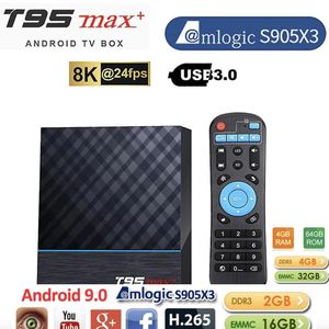 Boîtier Smart TV T95 MAX Plus, Amlogic S905X3, android 90, 4G, 32G, 64G, 5G, double WIFI, BT40, USB 30 HDR, 3D, 8K, vs mecool km2 x96q t95z 240130