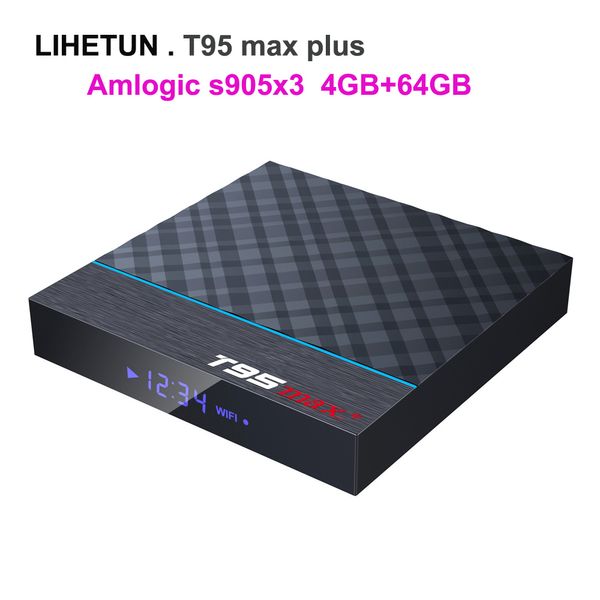 T95 MAX PLUS Android TV BOX Amlogic S905X3 4GB 64GB 2.4G 5G Dual Wifi BT4.0 8K Set top stream media player