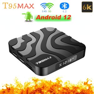 T95 MAX TV BOX Android 12 Dual Band Wifi 2.4G5.8G TVBOX BT4.0 6K 1080P Allwinner H618 Smart Mediaspeler