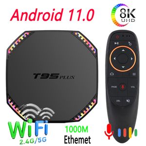 T95 Plus Android 11 8K Smart TV Box 2.4g5g Assistant vocal Wifi 4g 8g 32g 64g 128g Mini lecteur multimédia avec télécommande G10S