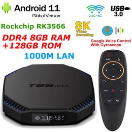 Boîtier Smart TV T95 PLUS RK3566, Android 11, Rockchip DDR4, 8 go de RAM, 128 go de ROM, WIFI 5G, décodage 8K, USB30, lecteur multimédia LAN 1000M, 240130