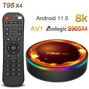 Boîtier Smart TV T95 X4, Android 11, S905X4, 8K, 4K, 3D, WIFI, 4 go de RAM, 32 go, 64 go de ROM, USB3.0, lecteur multimédia T95X4