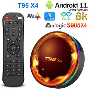 T95 X4 Smart TV Box Android 11 Amlogic S905X4 4GB 32GB/64GB 2.4G/5G WiFi BT4.0 4K T95X4 décodeur AV1/VP9 pris en charge