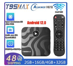 Boîtier TV T95MAX Android 12, 4 go de RAM 32 go, Allwinner H618, prise en charge 6K 4K HDR, double Wifi, 1 go 8 go, lecteur multimédia T95 Max 2 go 16 go