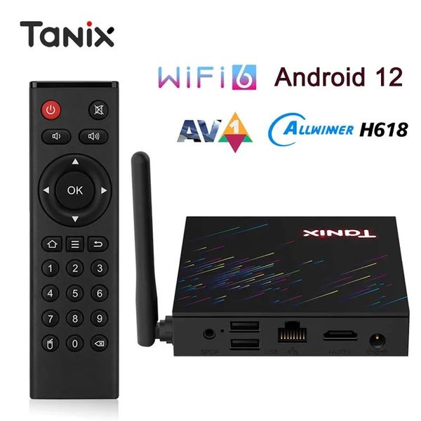 TANIX TX68 Android 12.0 TV Box AV1 Allwinner H618 Wifi 6 4K HD 2.4G5G Wifi 2GB 16GB décodeur 4GB 32GB lecteur multimédia