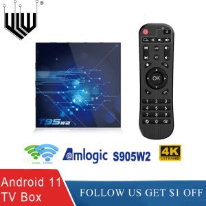 T95W2 Smart TV Box Amlogic S905W2 Quad-core 4 Go 32 Go 64 Go 4k HDR10 + Android 11.0 Player multimédia double bande WiFi Set supérieur