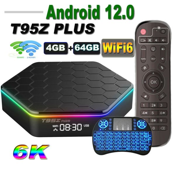 Boîtier TV T95Z PLUS Android 12 Allwinner H618 6K 2.4G 5G Wifi6 4 go 64B 32 go 2 go 16 go BT5.0 H.265, lecteur multimédia mondial