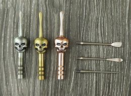 Tabacco Dab Tool Skull Bot Wax Oil Vaporizer Rook Kruiden Verwijderingsreinigingsstick voor rookpijpen Bong Nagels Badge -stijl5599779