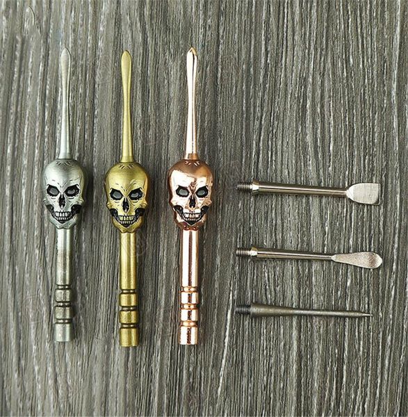 Tabacco Dab Tool Skull Bone Wax Huile Vaporisateur de fumée Herbes Séliement Stick pour fumer Pipes Bong Nails Badge Style 1856194