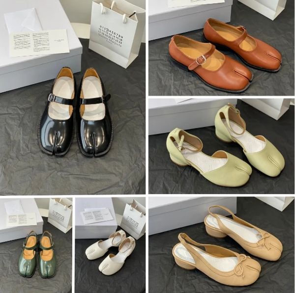 Tabi Ballerine Chaussures Femmes Designer De Luxe MM6 Sandale Demi Chaussures Décontractées Ballef Plat En Cuir Cheville Talon Sans Lacet Botte En Cuir D'agneau Danse De Veau Taille 35-40