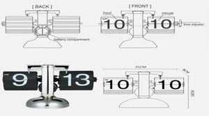 Horloge de table à petite échelle rétro à quartz, horloge de bureau en acier inoxydable, engrenage interne, table à bascule automatique, décoration de maison moderne55406127724692