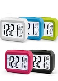 Horloge de table capteur intelligent veilleuse réveil numérique avec thermomètre de température bureau silencieux réveil réveil Snooze T2I517423979483