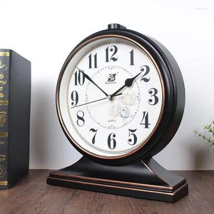 Horloges de table 12 pouces silencieux classique rétro horloge en plastique quart bureau art créatif décoration de la maison facile à lire à piles