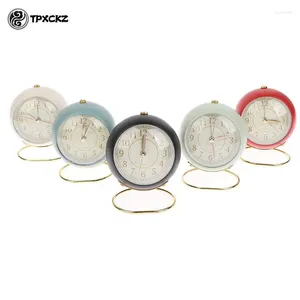 Horloges de table 1pc convexe verre anneau base métal horloge chevet alarme quartz muet avec veilleuse maison chambre décoration