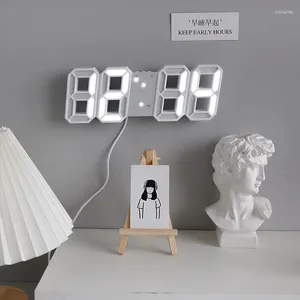 Table Corloges 3D LED Mur d'alarme numérique LED avec télécommande Décorative électronique pour les fournitures domestiques