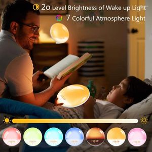 Horloges de table 3IGP Smart Touch Couleur Changeante Lumière Réveil numérique pour simuler le lever et le coucher du soleil Réveil Lampe de lit LED Nuit