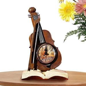 Relojes de mesa Reloj digital estético Decoración de violín en miniatura Escritorio modelo vintage para artesanía duradera