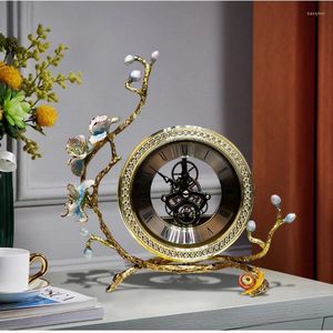 Tafelklokken Amerikaanse stijl Retro Iron Art Minimalistische Europese Metal Gear Clock Home Woonkamer Decoratie Creatief