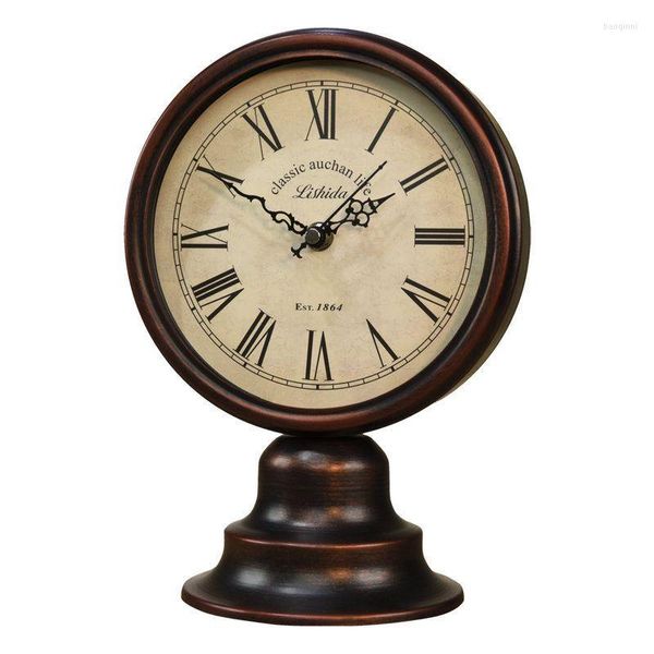 Horloges de table Antique American Country Clock Vintage Métal Européen Rétro Nostalgique Bureau Montre Chambre Décoration