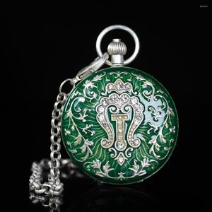 Tafelklokken Antique verzamelobjecten Europese stijl Pocket Watch Cloisonn Email ingelegd Zirkon Dubbele opening Silver Mechanische horloges