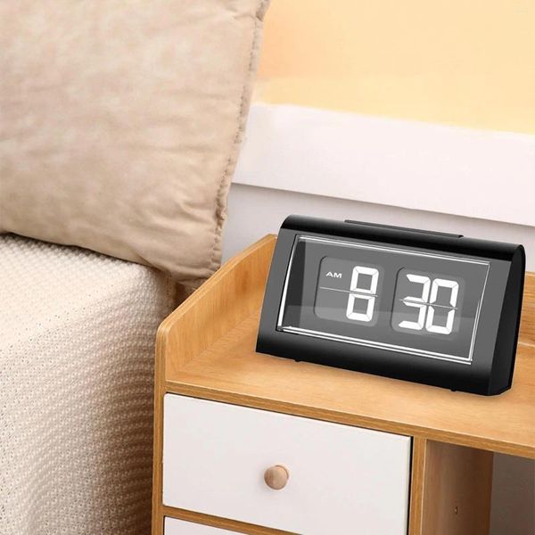Relojes de mesa Auto Flip Reloj despertador digital Escritorio de pantalla grande para adultos en casa Trabajos