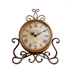 Relojes de mesa con pilas, reloj silencioso para el hogar, dormitorio, sala de estar, decoración de oficina, adorno de hierro Retro Vintage P15F
