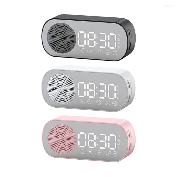 Horloges de table Chambre étudiant Horloge Support TF Carte Double Alarme Sans Fil Bluetooth Haut-Parleur Portable Audio 1200mAh Grand Écran