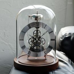 Horloges de table Noyer noir Base en bois massif Contrôle du son LED Veilleuse Siège Horloge Perspective Mouvement mécanique